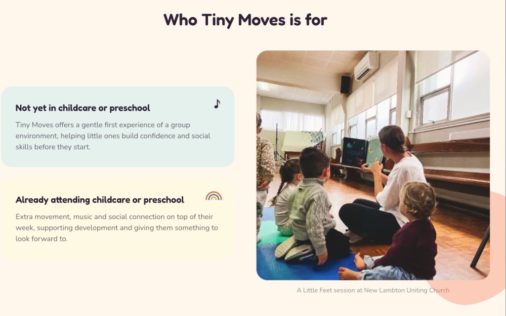 Who Tiny Moves is for section on the new website